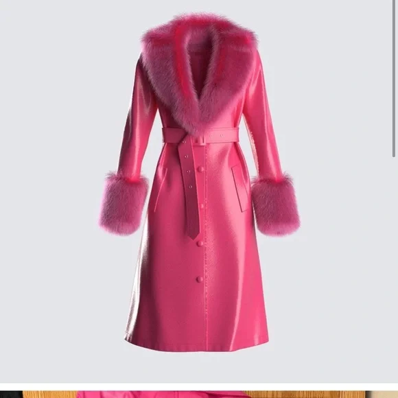Finesse Willa vegan fur leather coat Barbie Pink Size 1x NWT - Picture 5 of 7